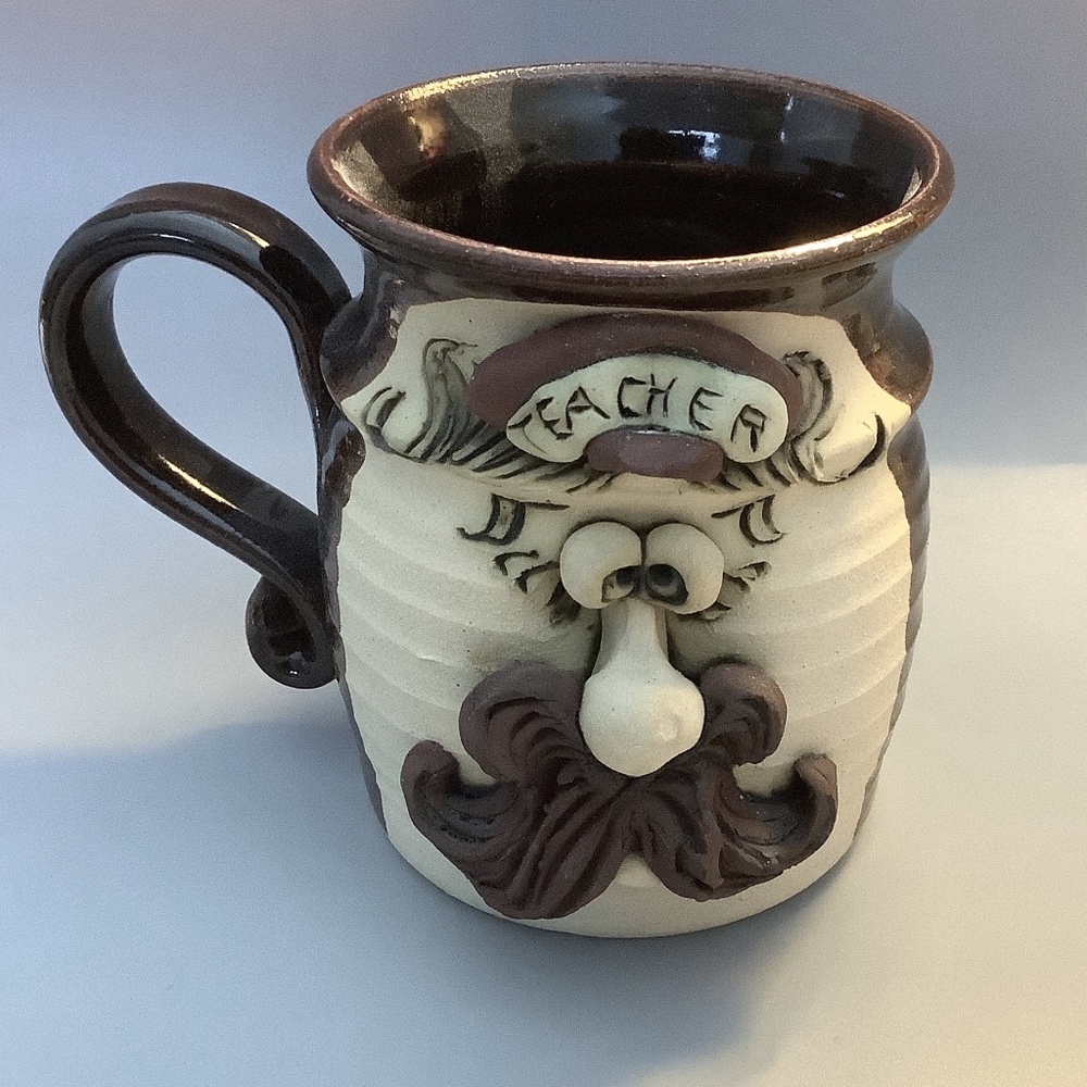 Mug Folk ArTeacher Vintage Gift Man Retro, funny face, artisan, hipster Like New